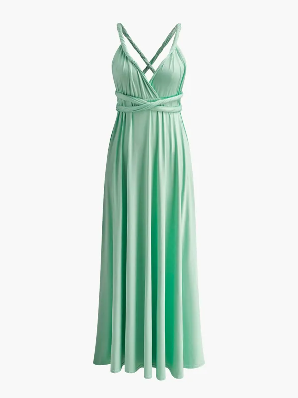 Elegant Cross Back Belted Pleated Dress sold by COMMENSE