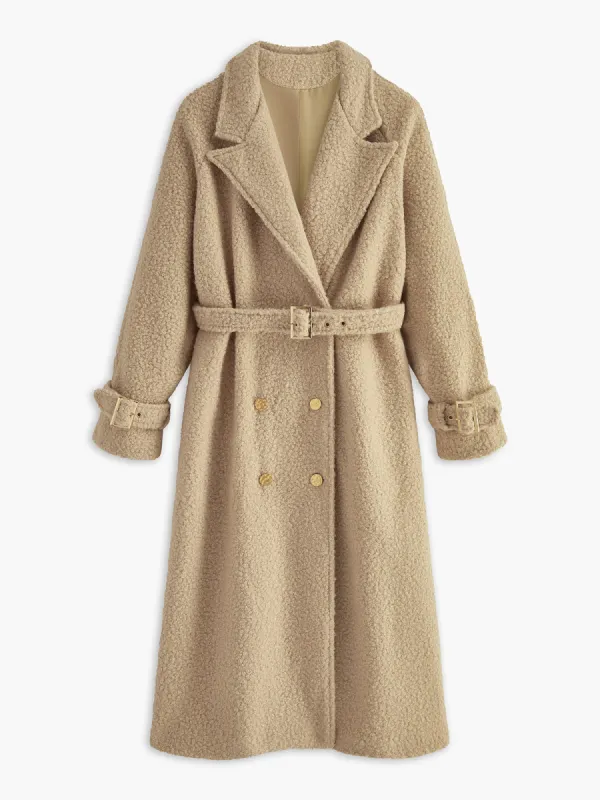 Buckle Belted Long Faux Fur Coat sold by COMMENSE