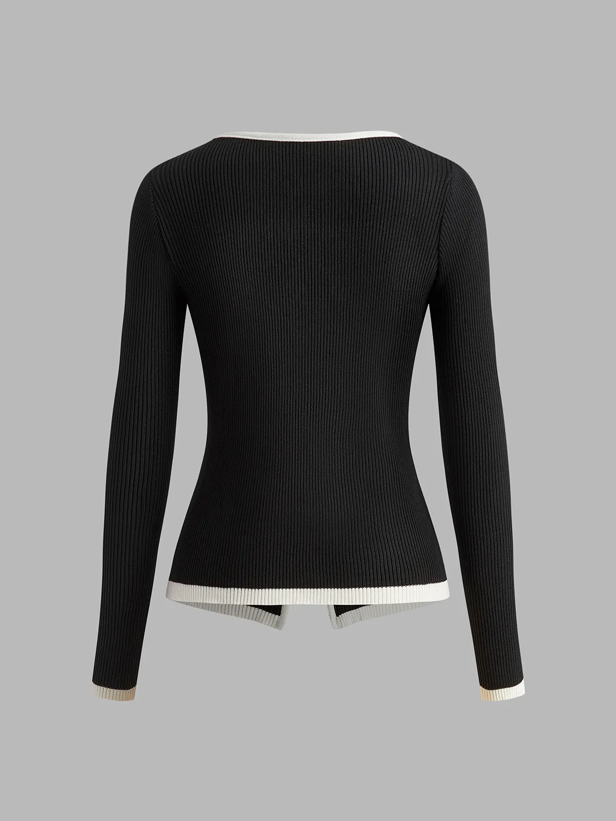 Contrast Trim Double-Zipper Knit Top sold by COMMENSE product image thumbnail 2