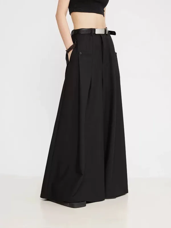 Wide-Leg Pleated Pants Without Belt sold by COMMENSE