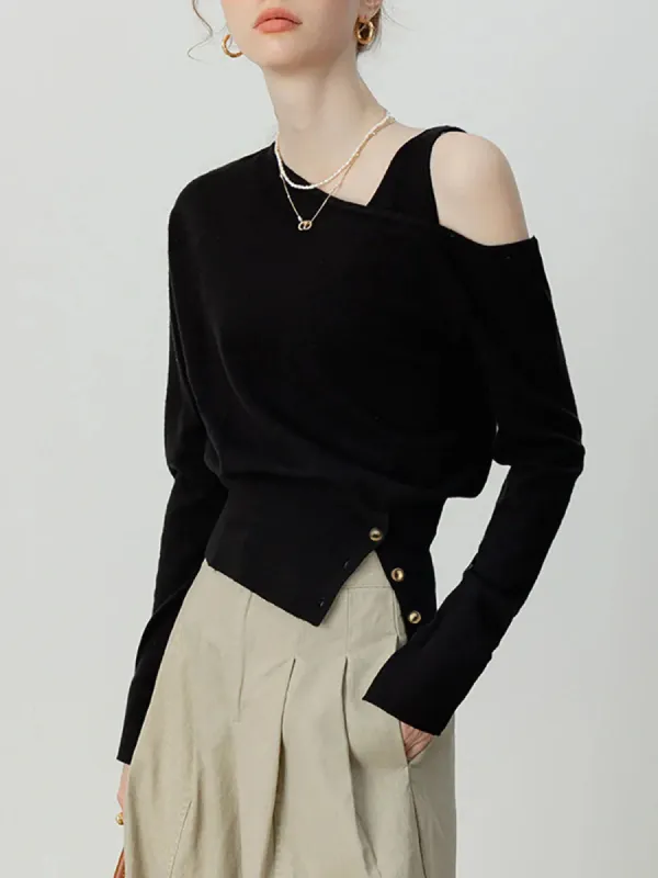 Asymmetrical Cold Shoulder Sweater Co-ord sold by COMMENSE