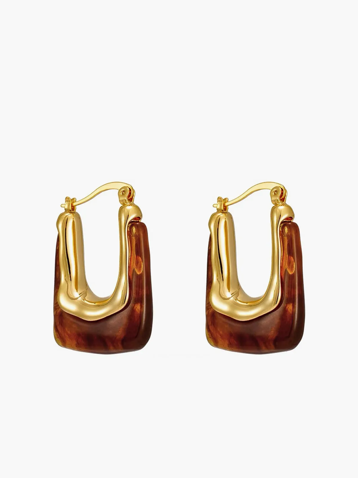 U-Shape Amber Hoop Earrings sold by COMMENSE