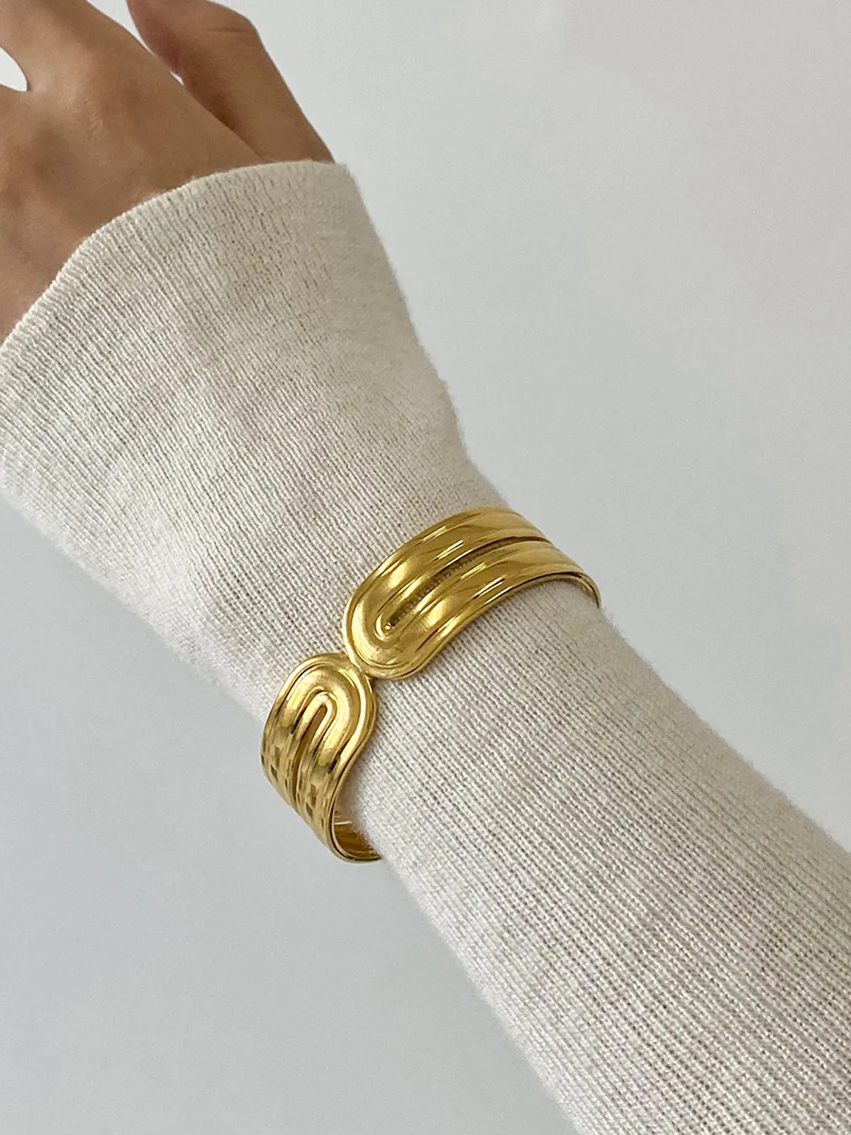 Wide Tunnel Open Bracelet sold by COMMENSE