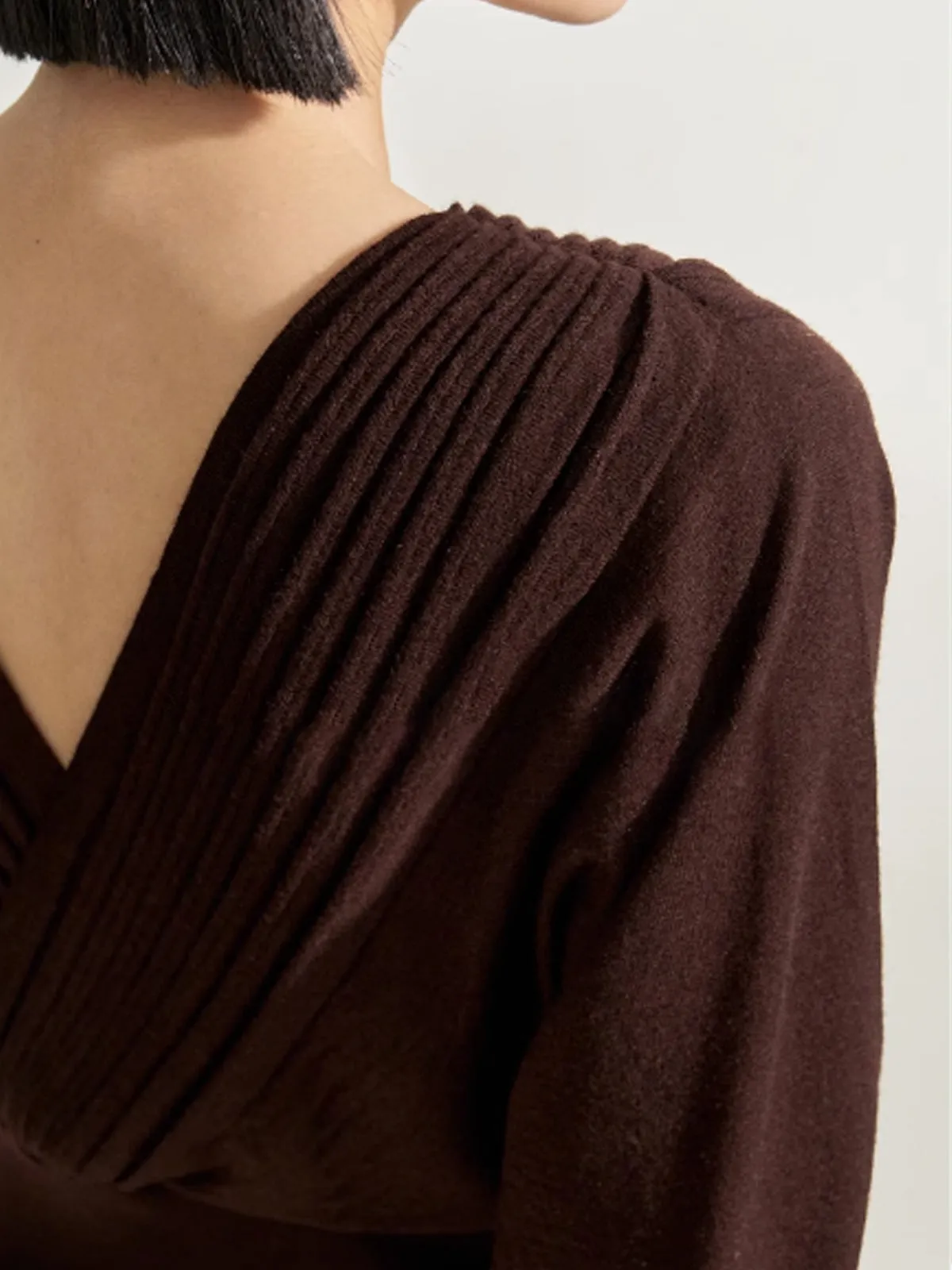 V-Neck Pleated Corset Sweater sold by COMMENSE product image thumbnail 5