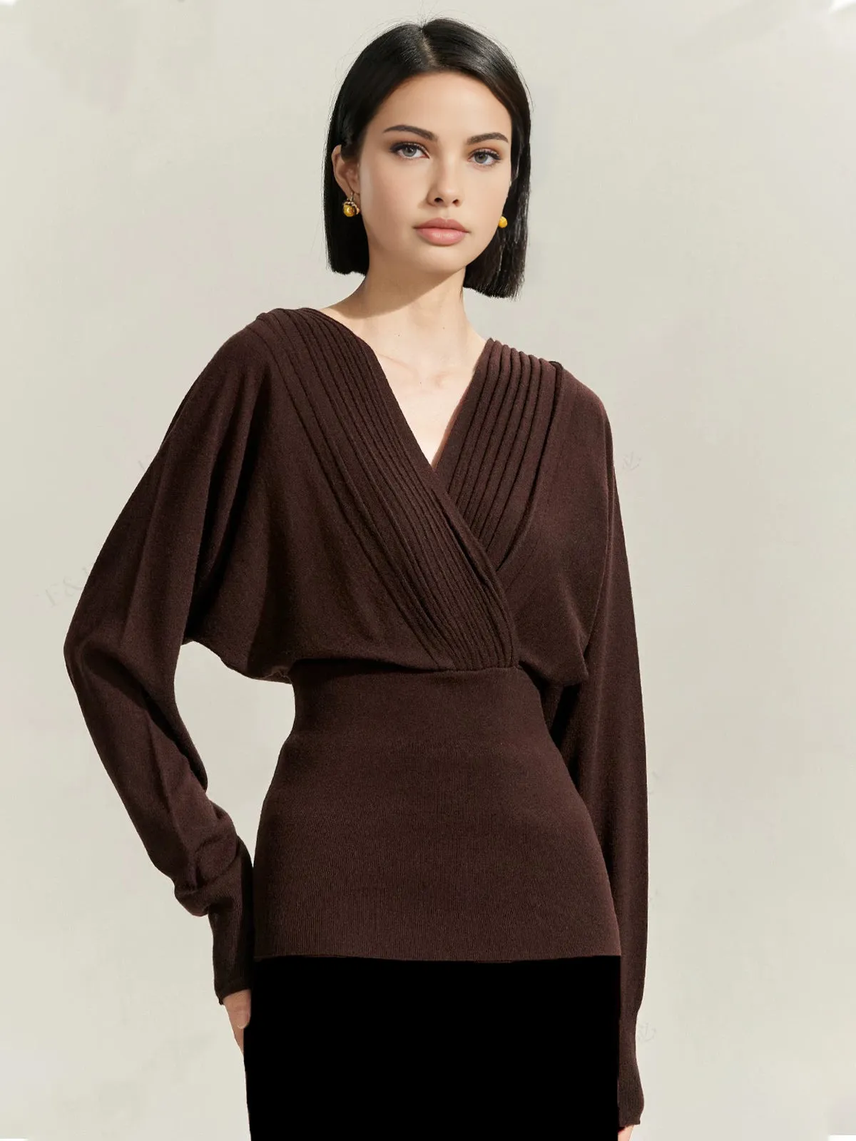 V-Neck Pleated Corset Sweater sold by COMMENSE product image thumbnail 3