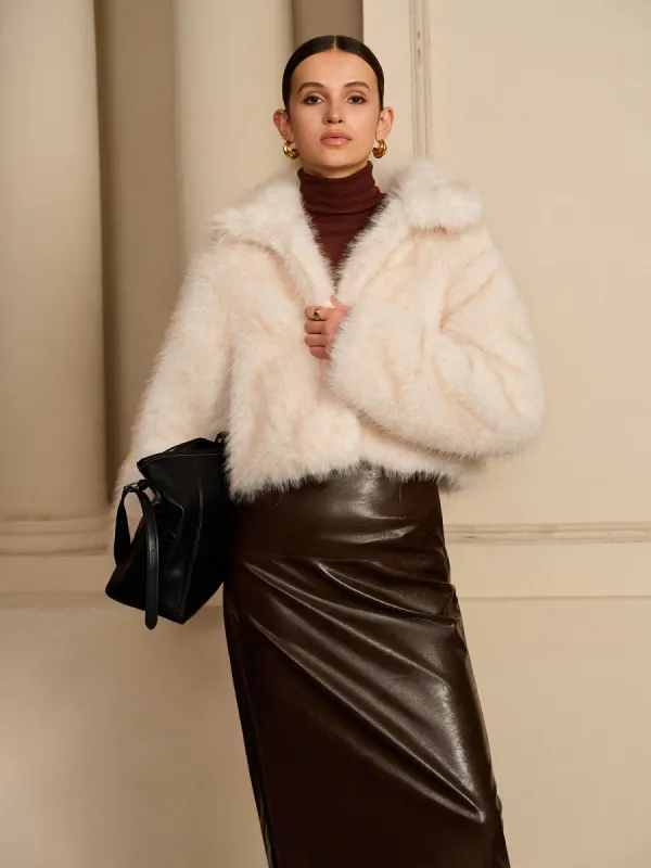 Fuzzy Faux Fur Short Coat made by COMMENSE
