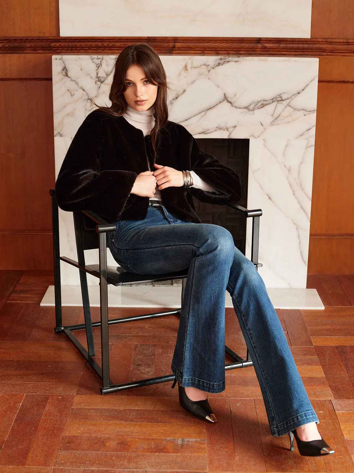 Round Neck Soft Faux Fur Coat sold by COMMENSE product image thumbnail 3