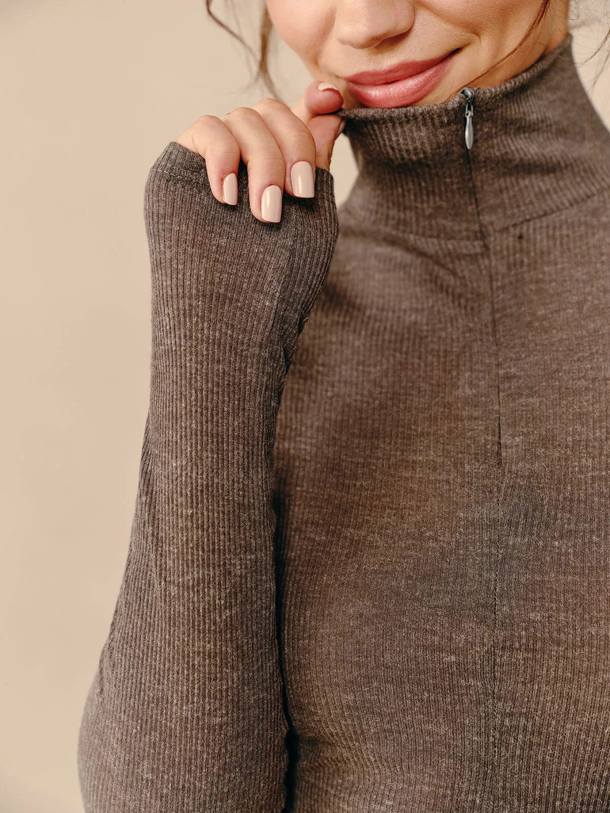Turtleneck Ribbed Zipper Blouse sold by COMMENSE product image thumbnail 5