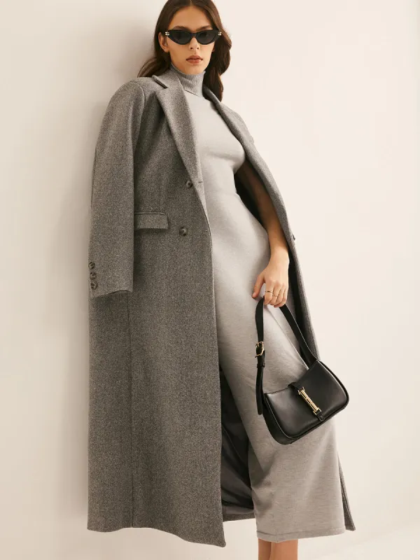 Lapel Pockets Long Wool Coat made by COMMENSE