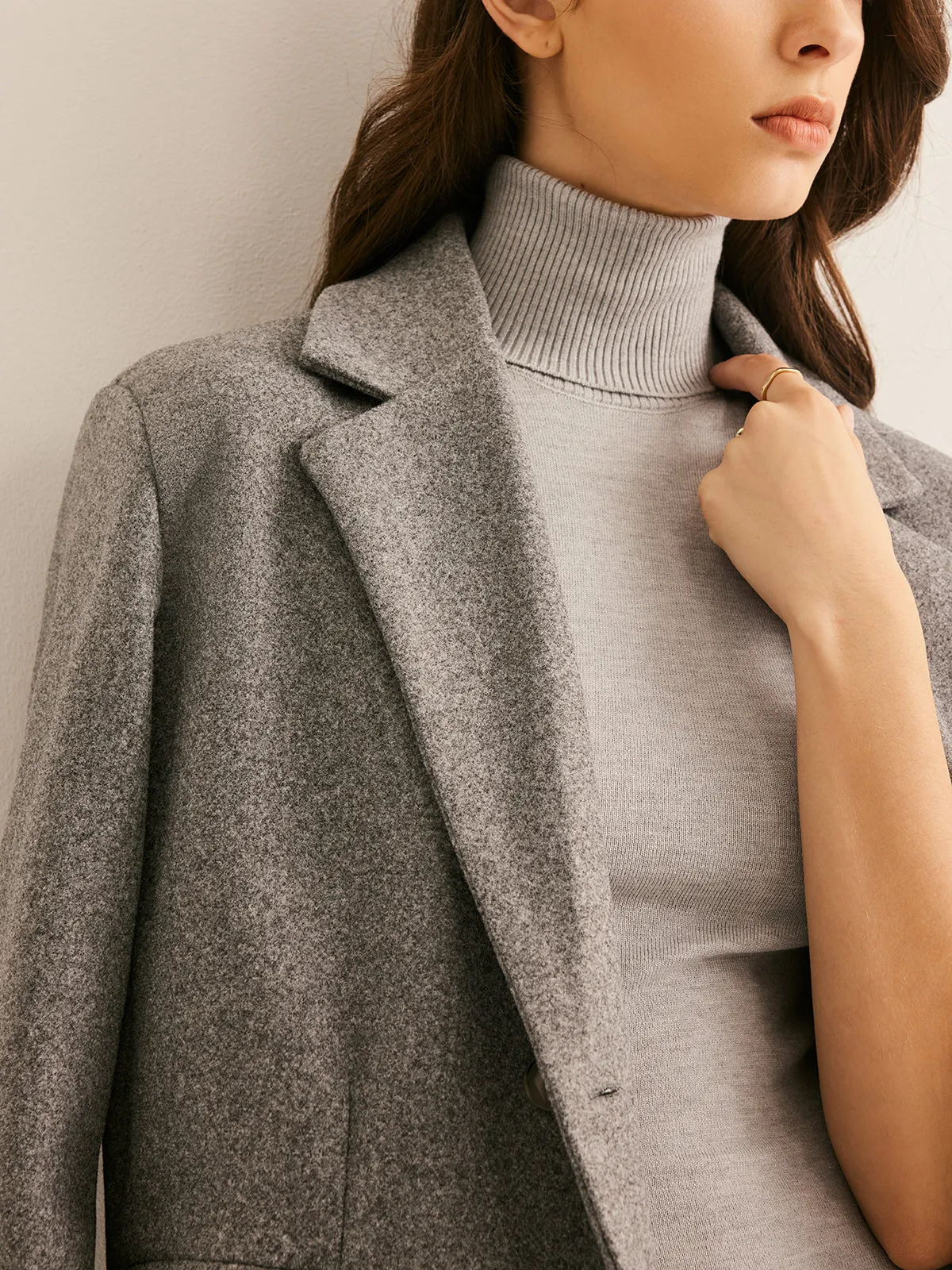 Lapel Pockets Long Wool Coat sold by COMMENSE product image thumbnail 4