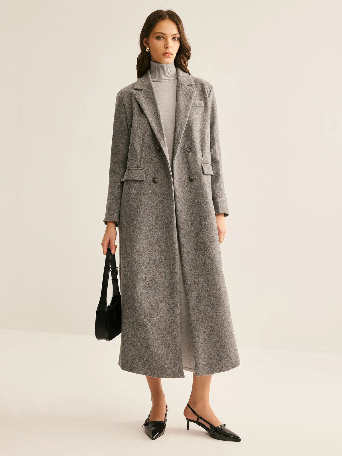 Lapel Pockets Long Wool Coat sold by COMMENSE product image thumbnail 2