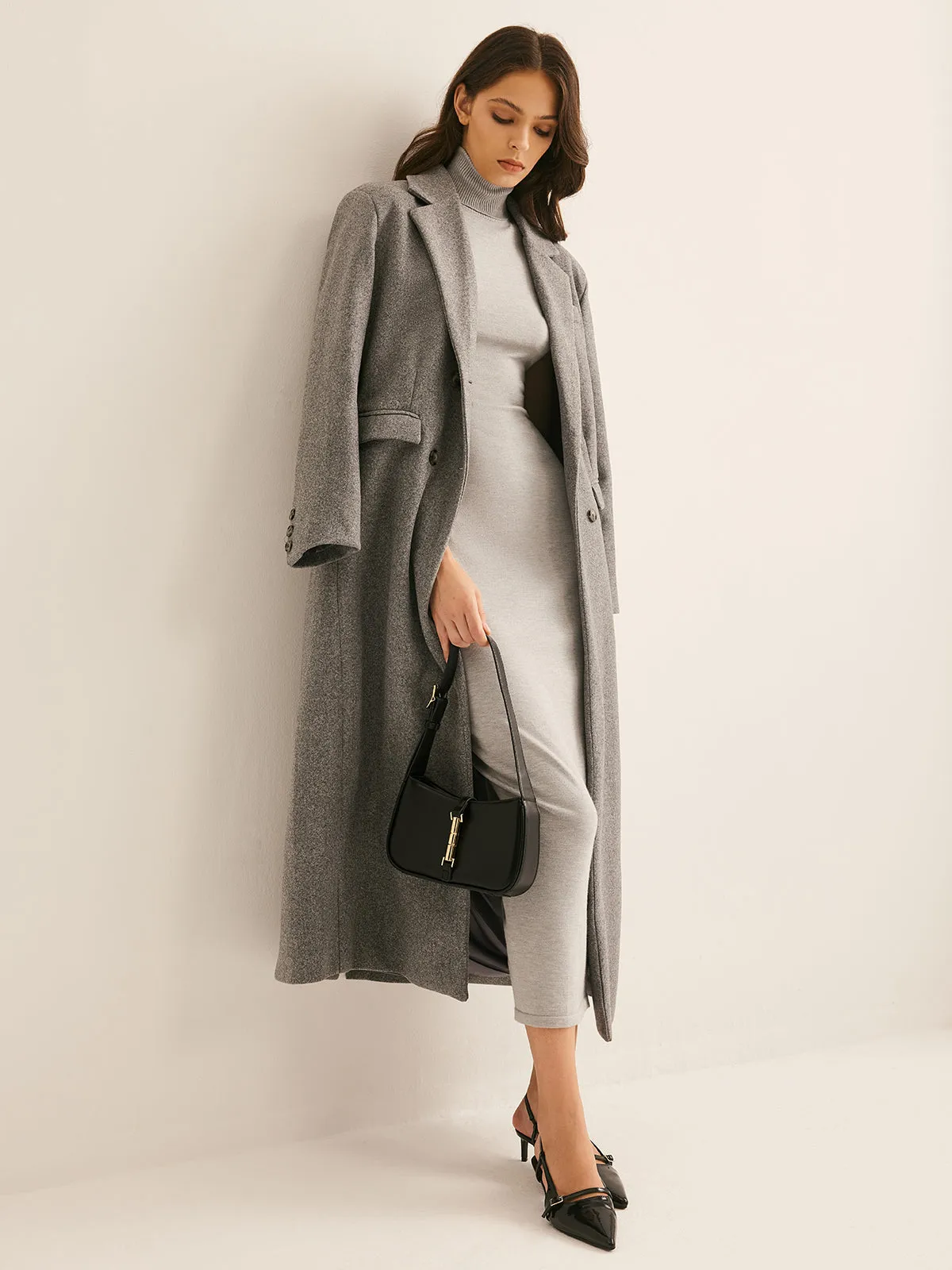 Lapel Pockets Long Wool Coat sold by COMMENSE product image thumbnail 5