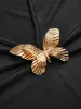 V-Neck Golden Butterfly Jersey Dress sold by COMMENSE