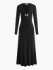 V-Neck Golden Butterfly Jersey Dress sold by COMMENSE
