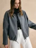 Drawstring Zipper Loose Jacket sold by COMMENSE