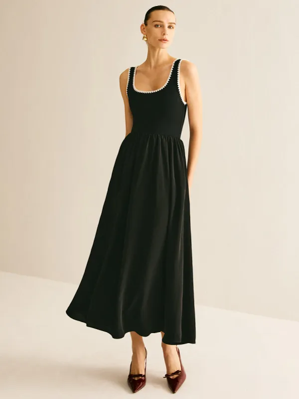 Contrast Trim Panel Flowy Tank Dress sold by COMMENSE