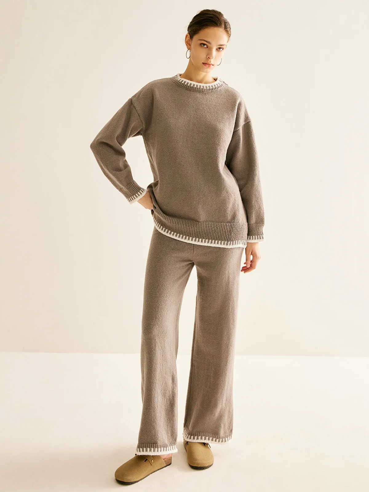Contrast Trim Slit Warm Sweater Co-ords sold by COMMENSE product image thumbnail 2