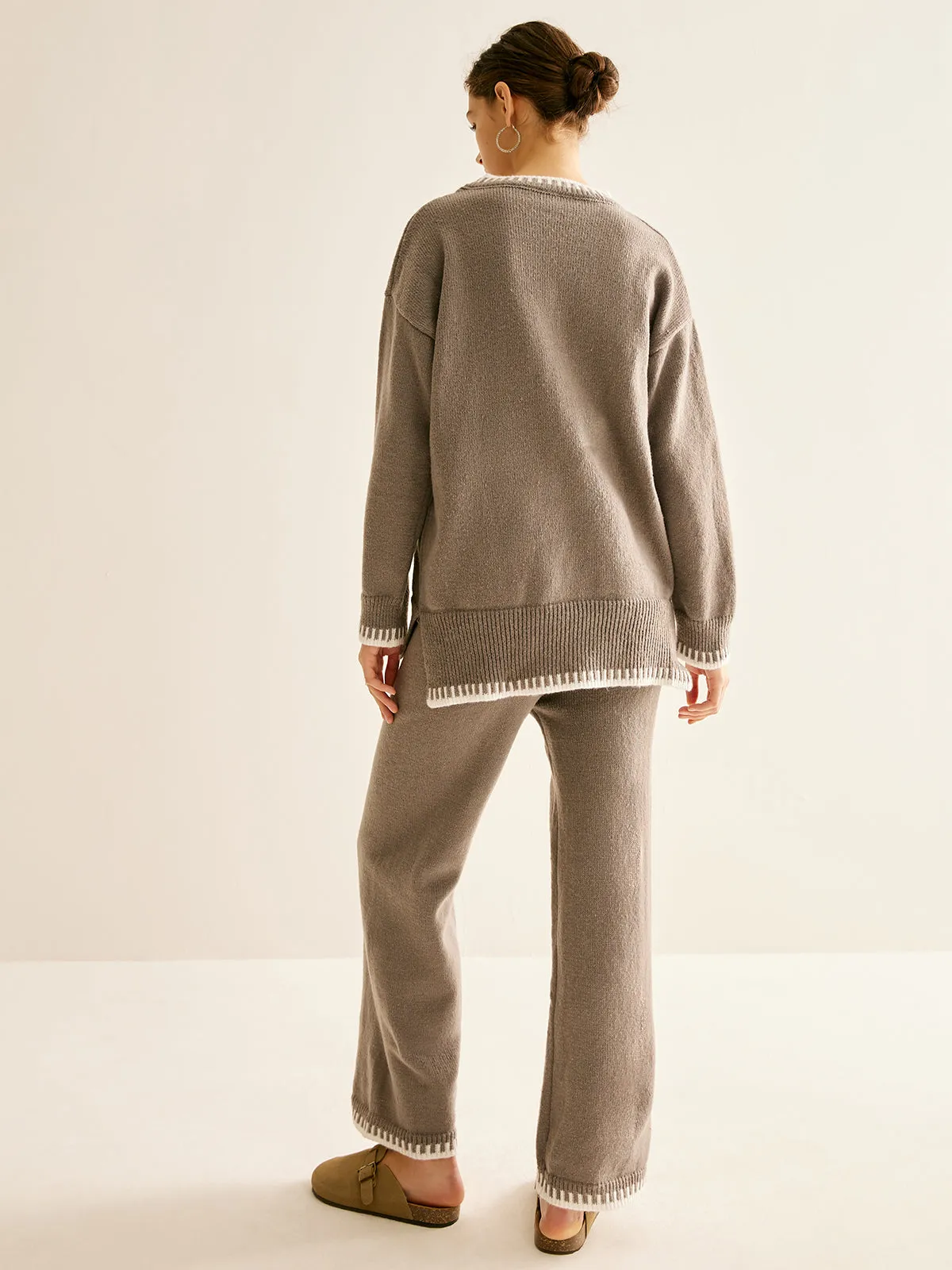 Contrast Trim Slit Warm Sweater Co-ords sold by COMMENSE product image thumbnail 3