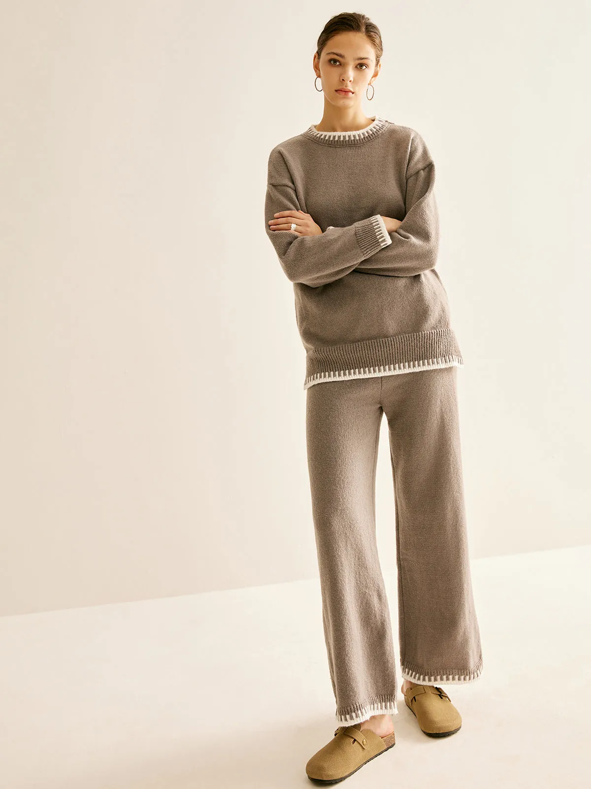 Contrast Trim Slit Warm Sweater Co-ords sold by COMMENSE product image thumbnail 4