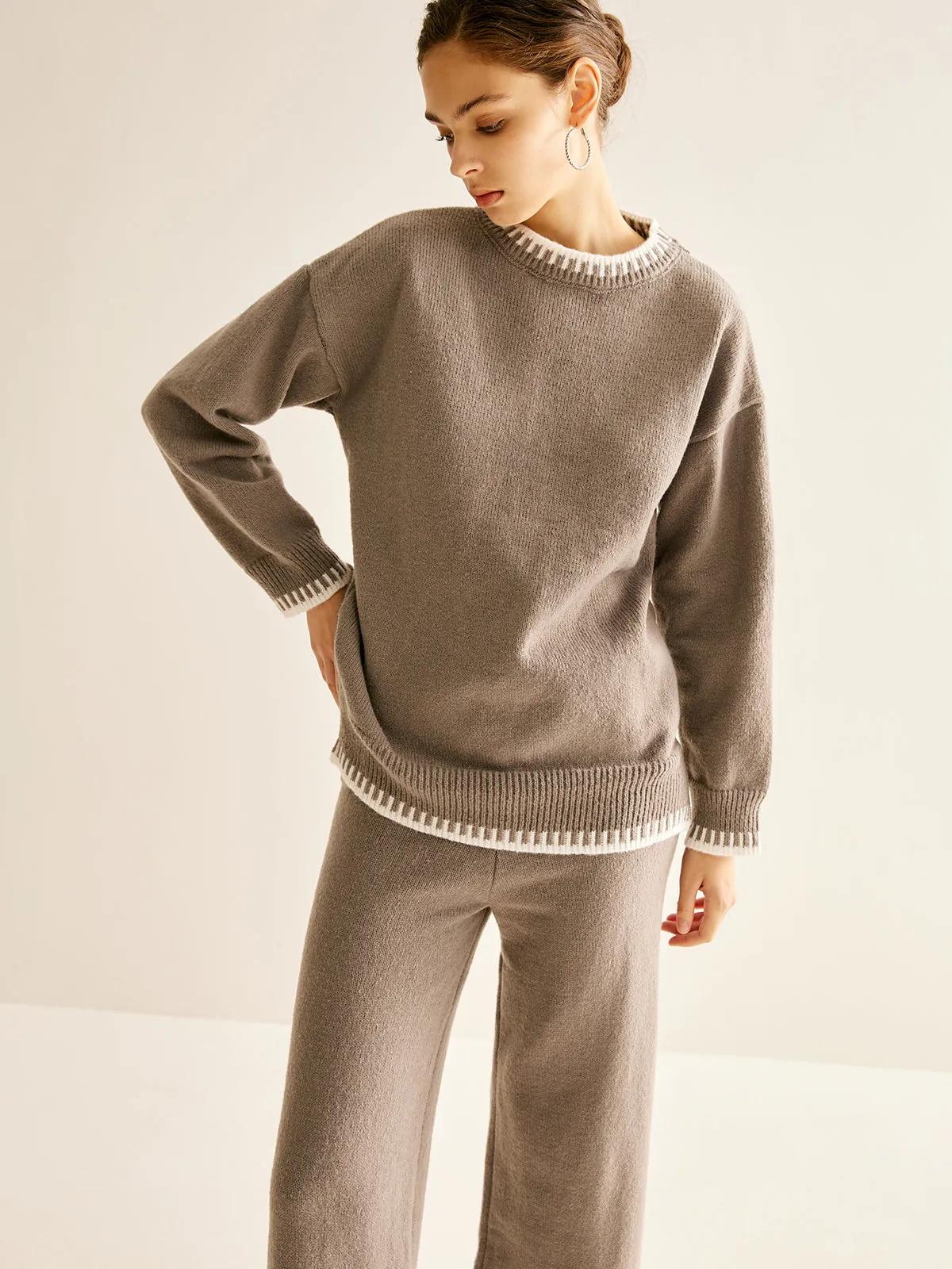 Contrast Trim Slit Warm Sweater Co-ords sold by COMMENSE