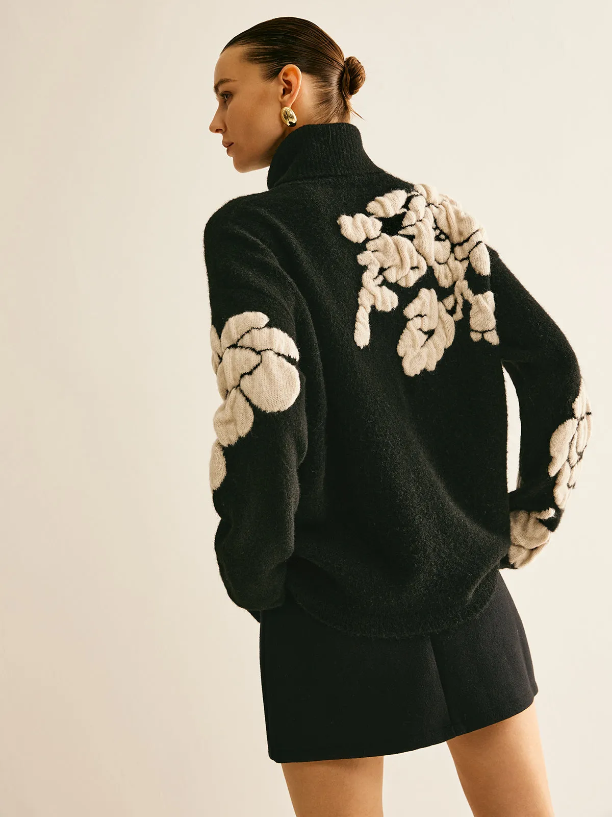 Wool-Blend Turtleneck Jacquard Sweater sold by COMMENSE product image thumbnail 5