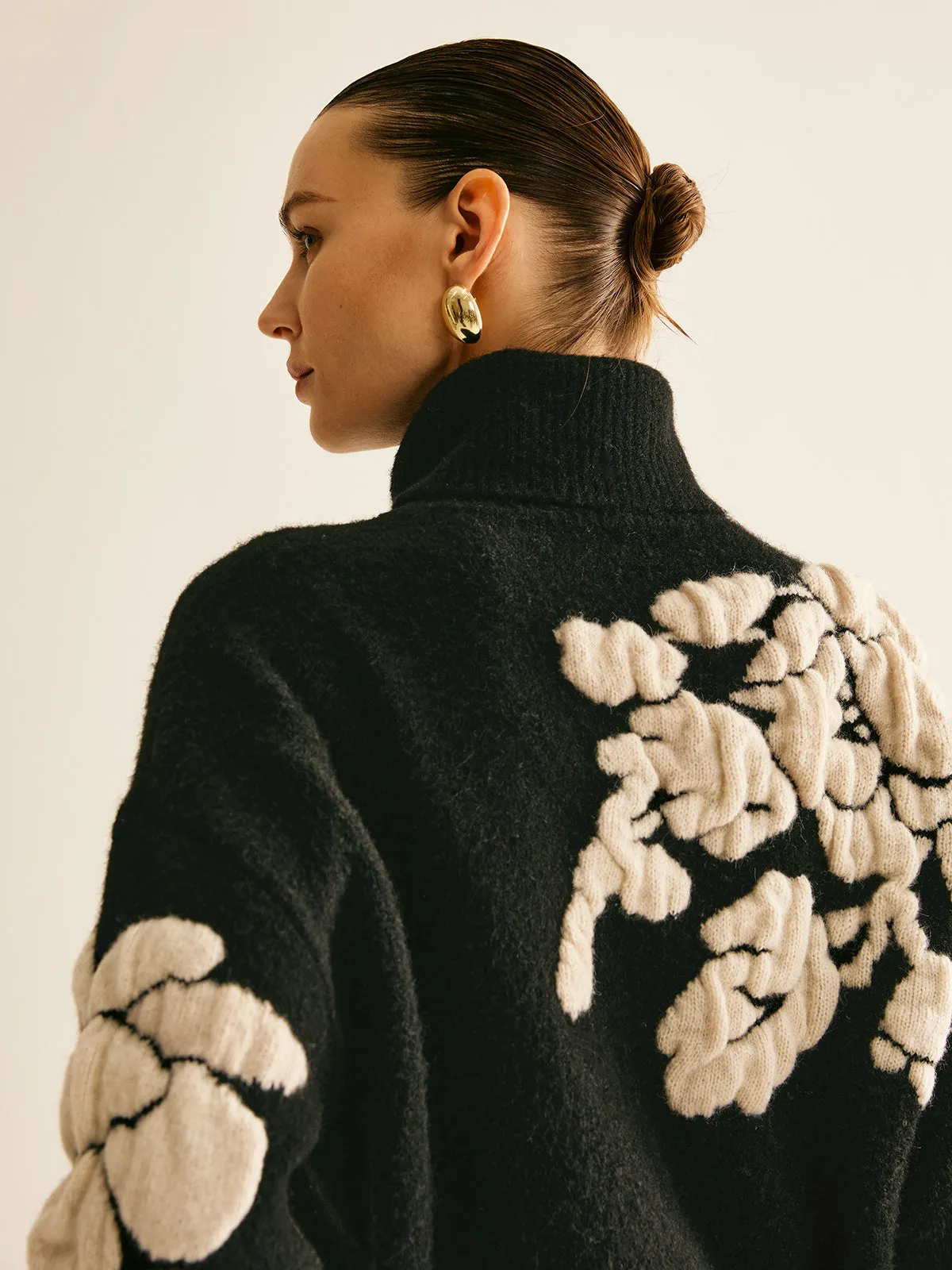 Wool-Blend Turtleneck Jacquard Sweater sold by COMMENSE product image thumbnail 3