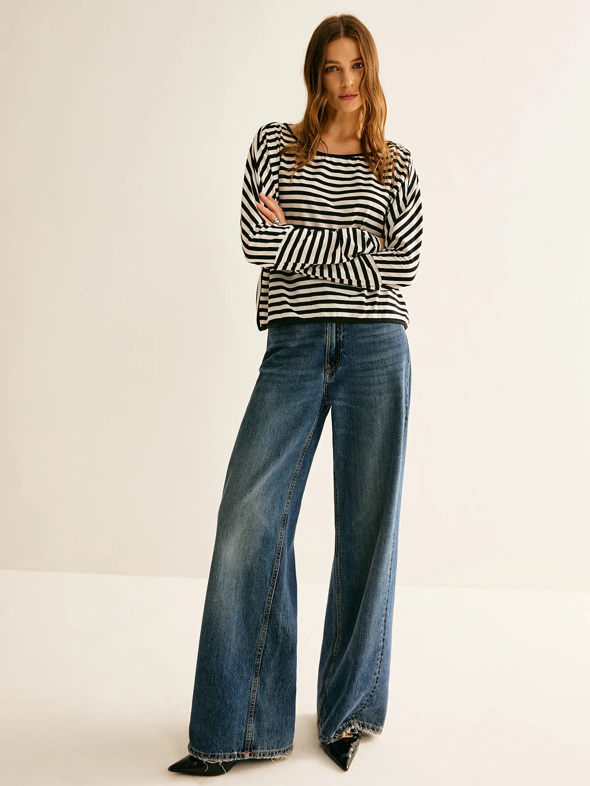 Striped Backless Knotted T-Shirt sold by COMMENSE product image thumbnail 3