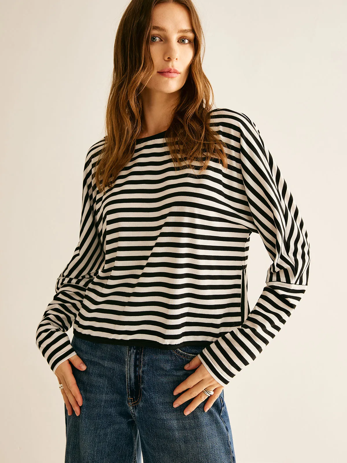 Striped Backless Knotted T-Shirt sold by COMMENSE product image thumbnail 4