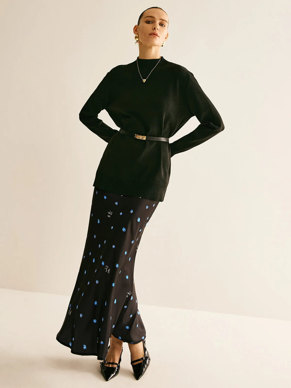 Plain Mock Neck Versatile Belted Sweater sold by COMMENSE product image thumbnail 2