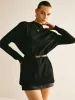 Plain Mock Neck Versatile Belted Sweater sold by COMMENSE