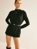 Plain Mock Neck Versatile Belted Sweater sold by COMMENSE