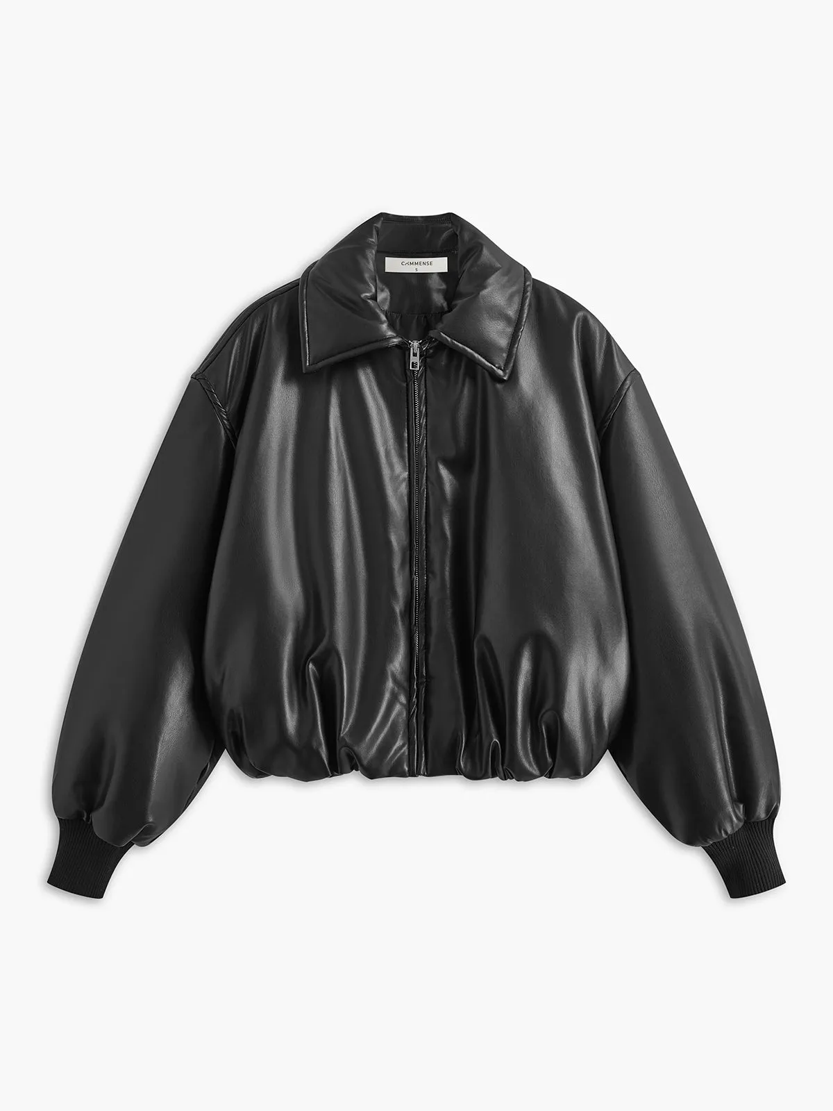 Pleated Zipper Lapel PU Leather Jacket sold by COMMENSE