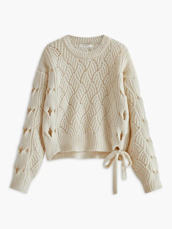 Casual Hollow Knotted Sweater sold by COMMENSE