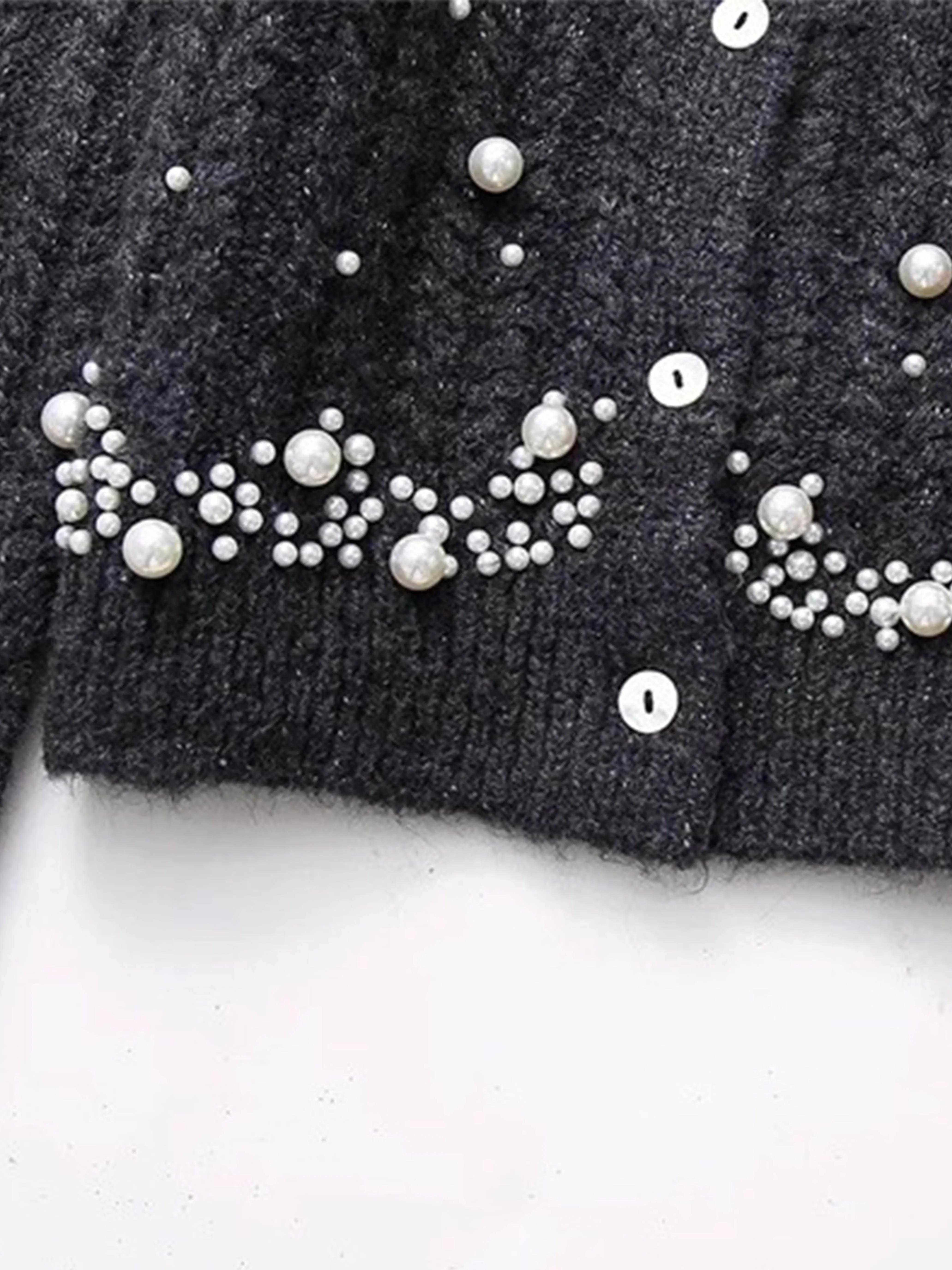 Pearl Beaded Long Sleeve Knit Top sold by COMMENSE product image thumbnail 5