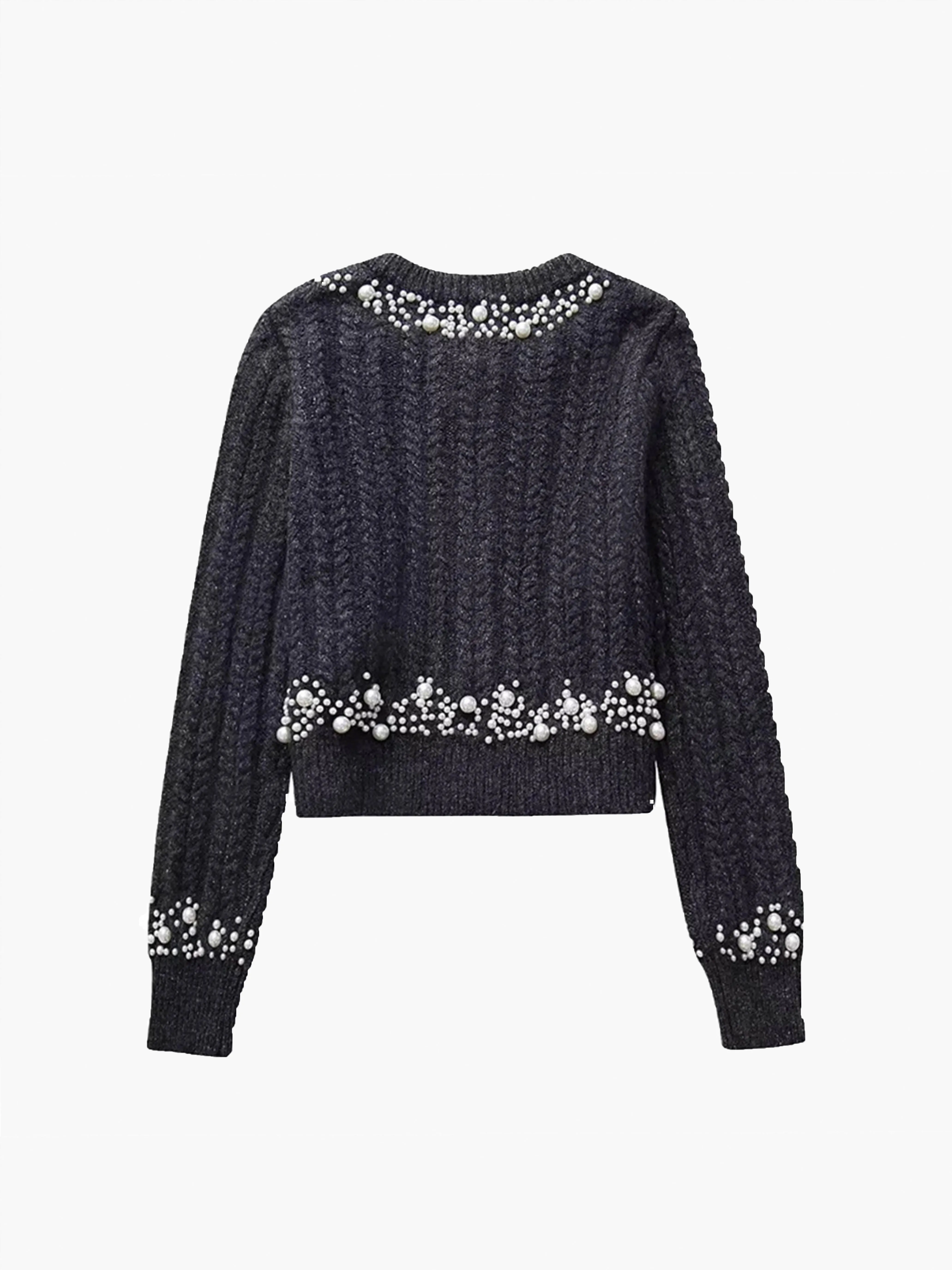 Pearl Beaded Long Sleeve Knit Top sold by COMMENSE product image thumbnail 2