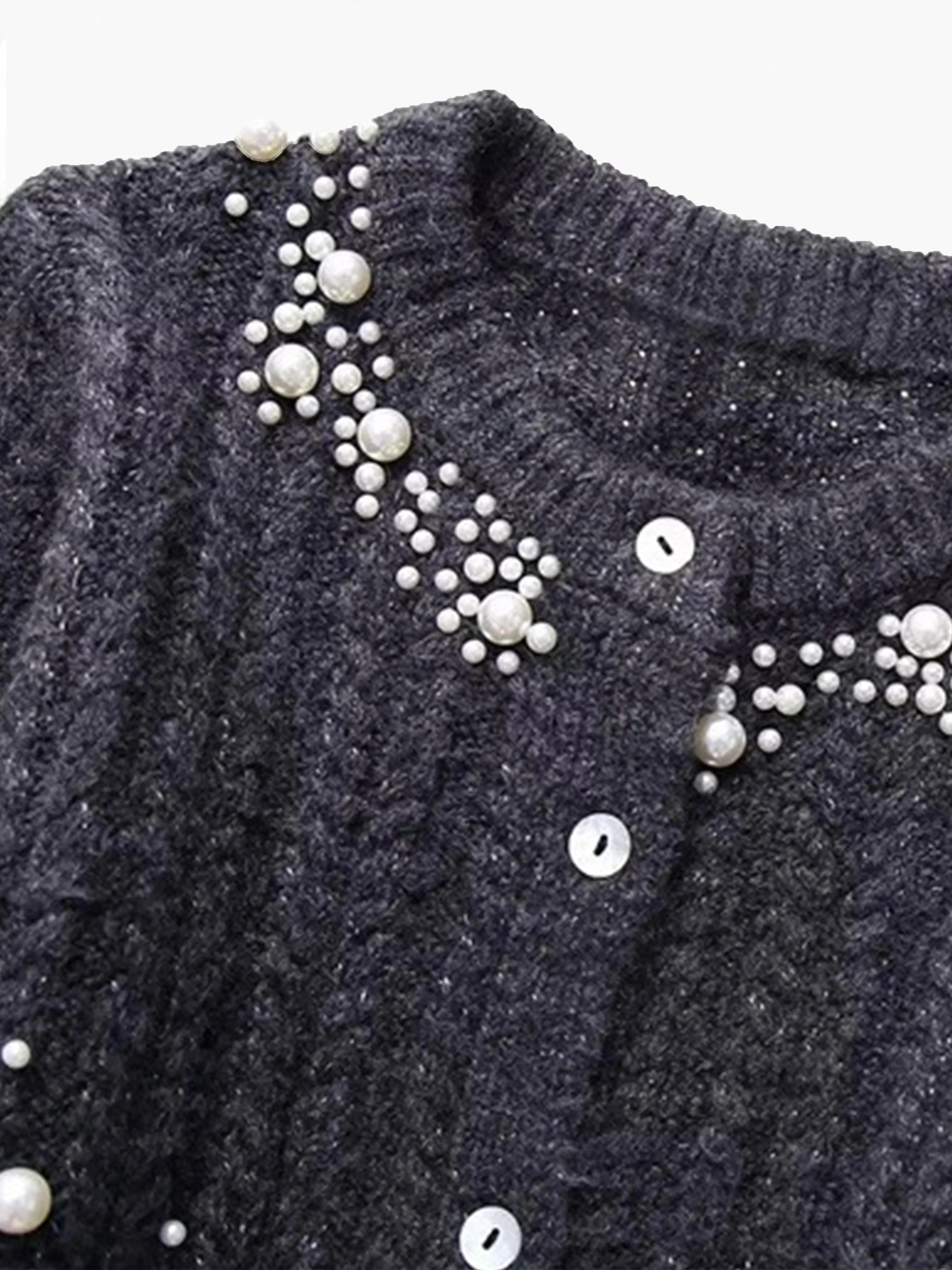 Pearl Beaded Long Sleeve Knit Top sold by COMMENSE product image thumbnail 4