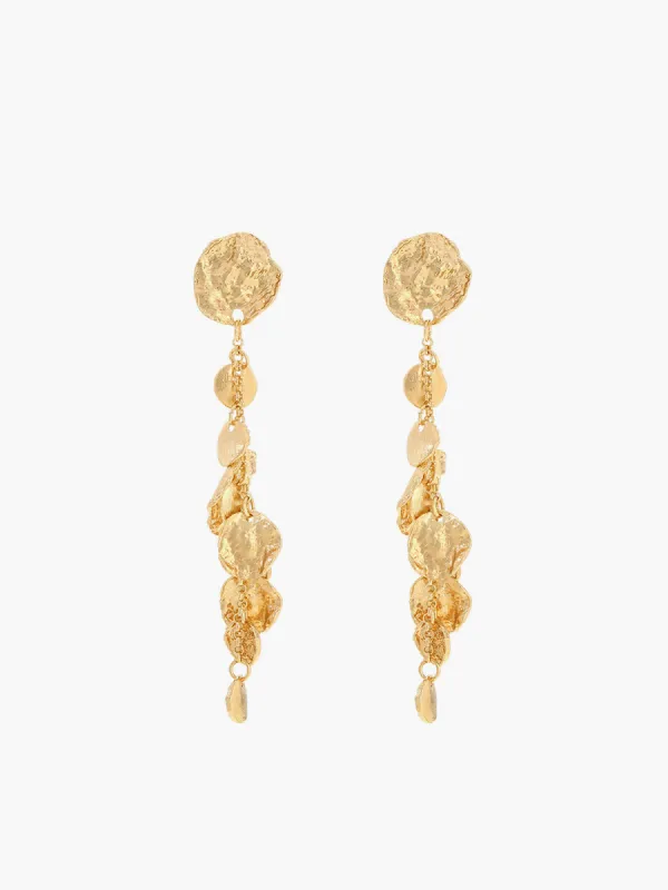 Golden Disc Pendant Tassel Earrings sold by COMMENSE