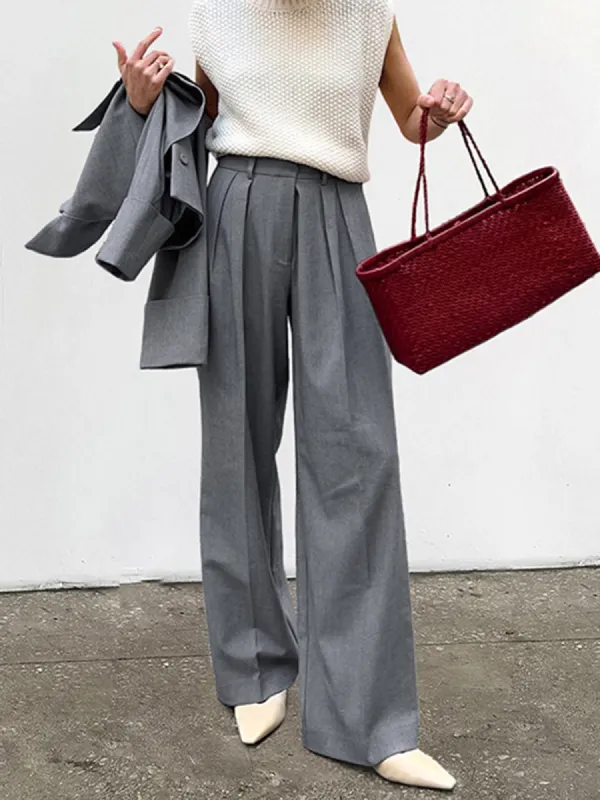 High-Waist Pleated Thin Pants sold by COMMENSE