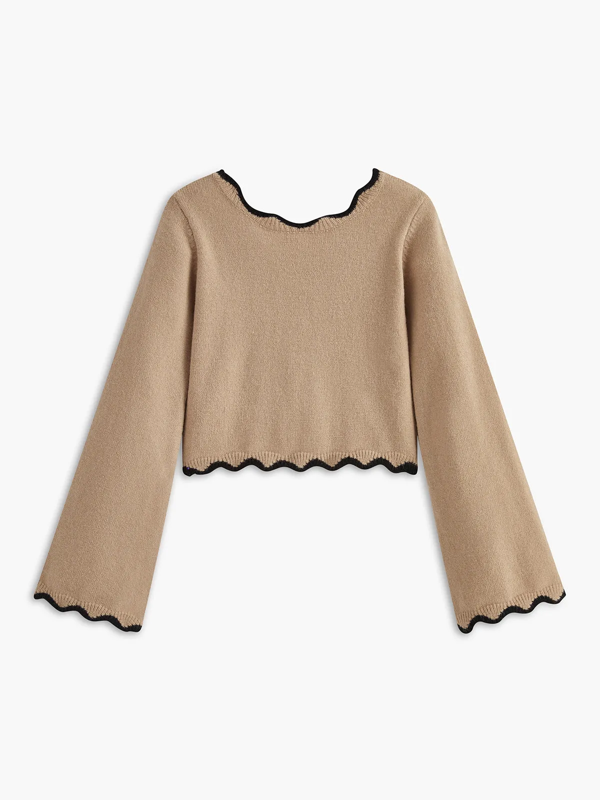 Contrast Wave Trim Bow Sweater sold by COMMENSE product image thumbnail 2
