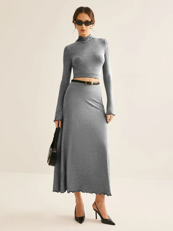 Lettuce Trim Hooded Skirt Set Without Belt sold by COMMENSE