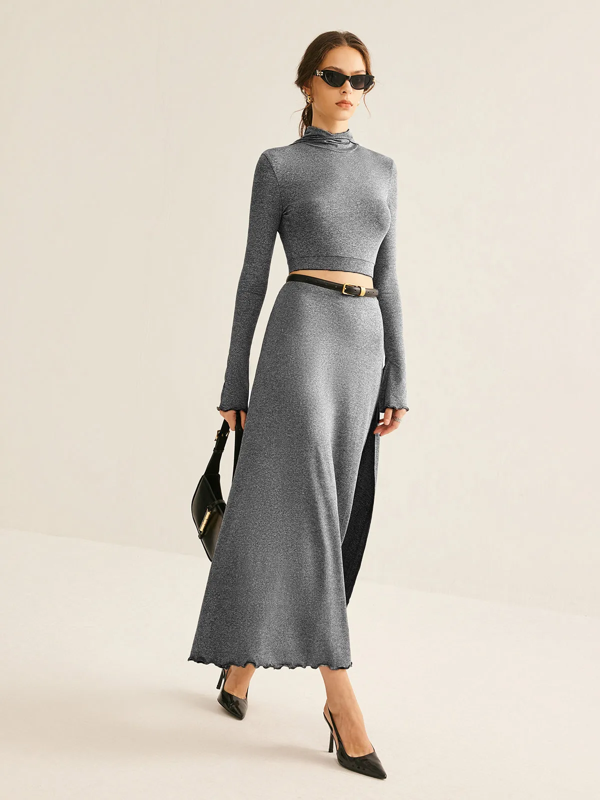 Lettuce Trim Hooded Skirt Set Without Belt sold by COMMENSE product image thumbnail 3