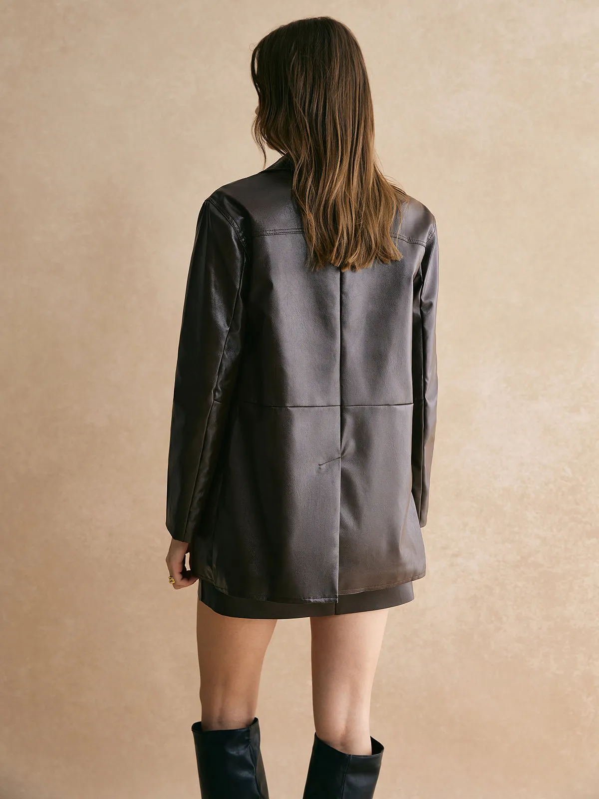 Pockets Faux Leather Blazer sold by COMMENSE product image thumbnail 5