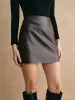 Plain Faux Leather Mini Skirt sold by COMMENSE