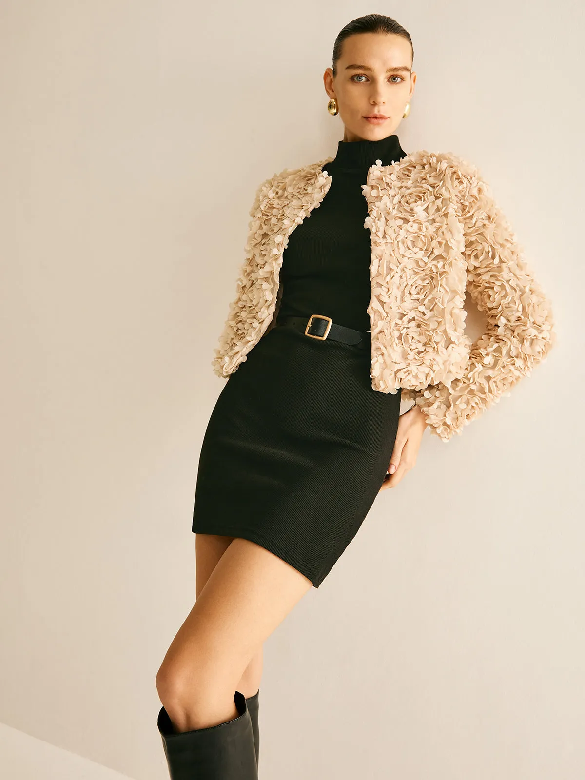 Flower Crew Neck Blazer sold by COMMENSE product image thumbnail 5