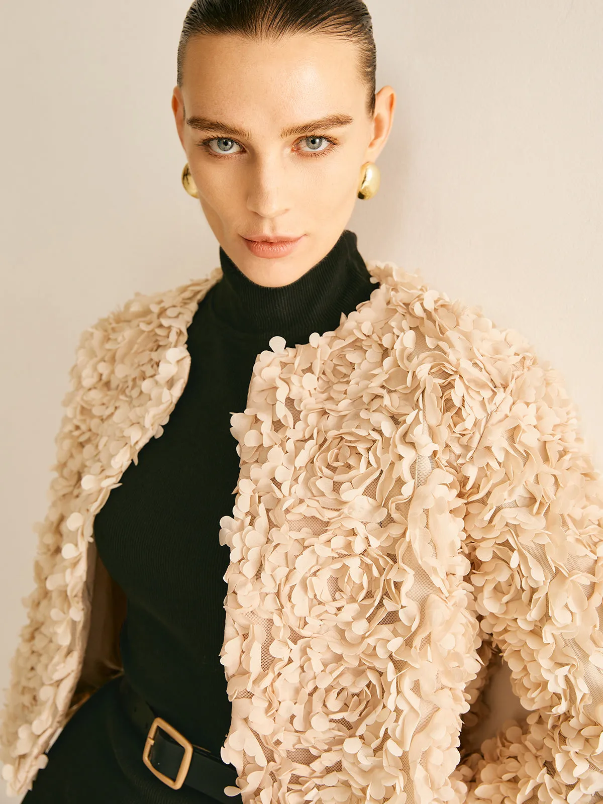 Flower Crew Neck Blazer sold by COMMENSE product image thumbnail 3