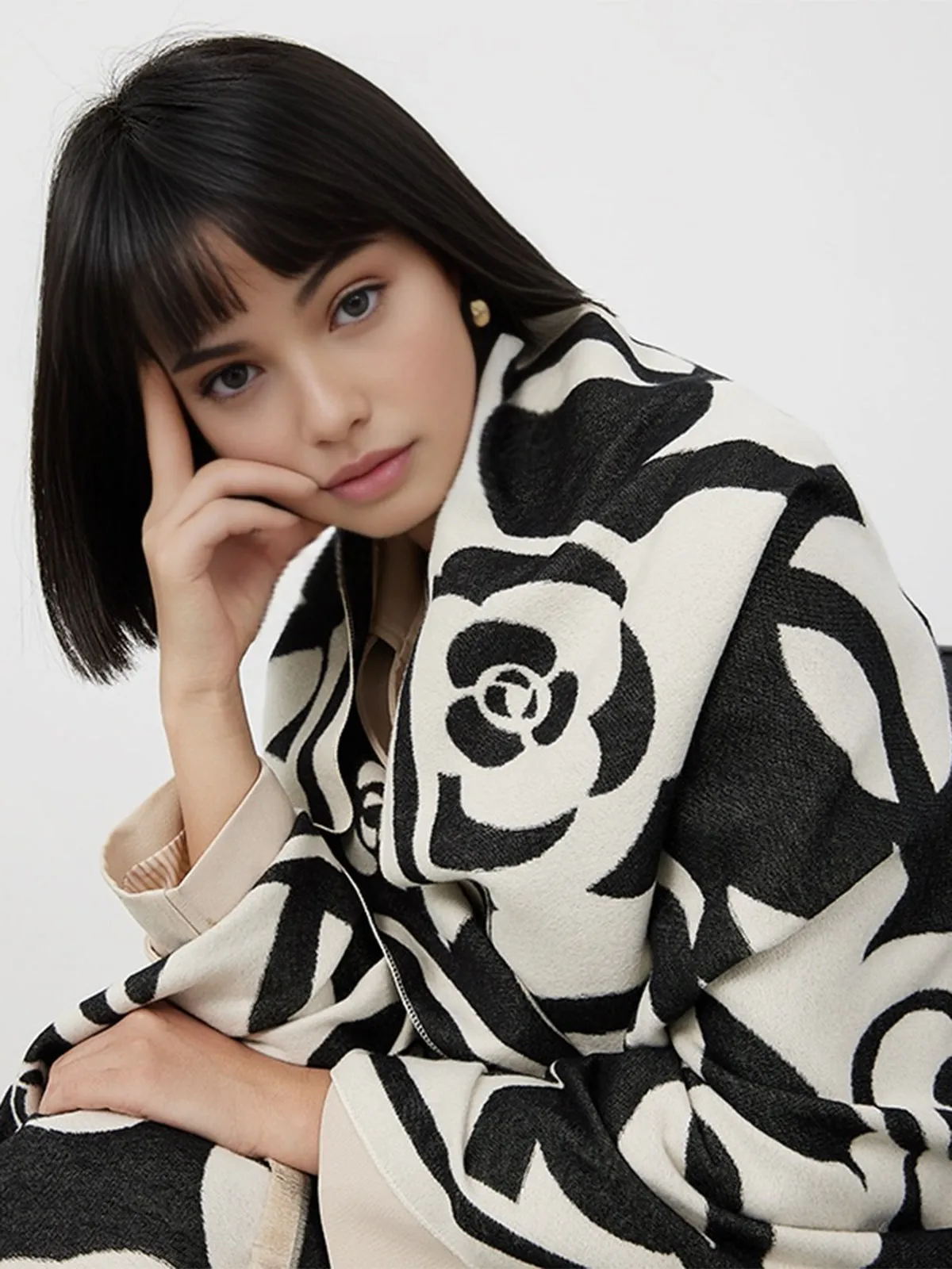 Vintage Floral Tassel Scarf sold by COMMENSE