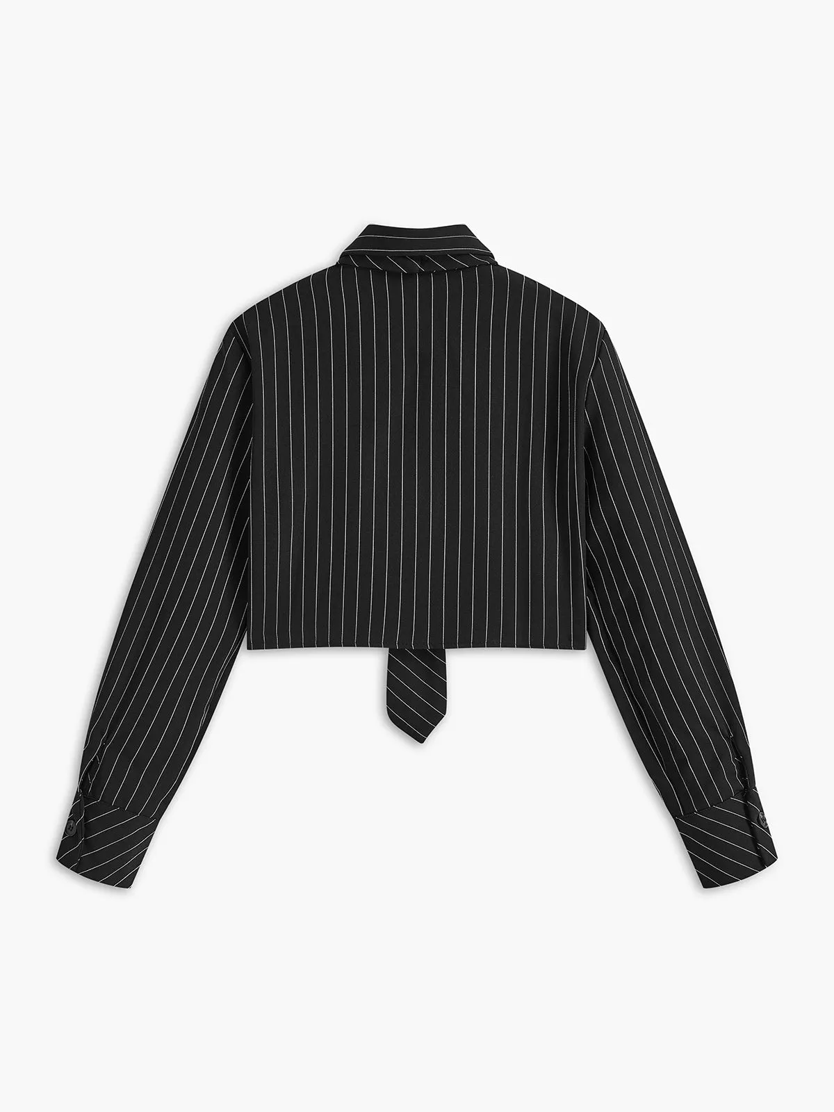 Pinstripe Crop Polo Shirt sold by COMMENSE product image thumbnail 2