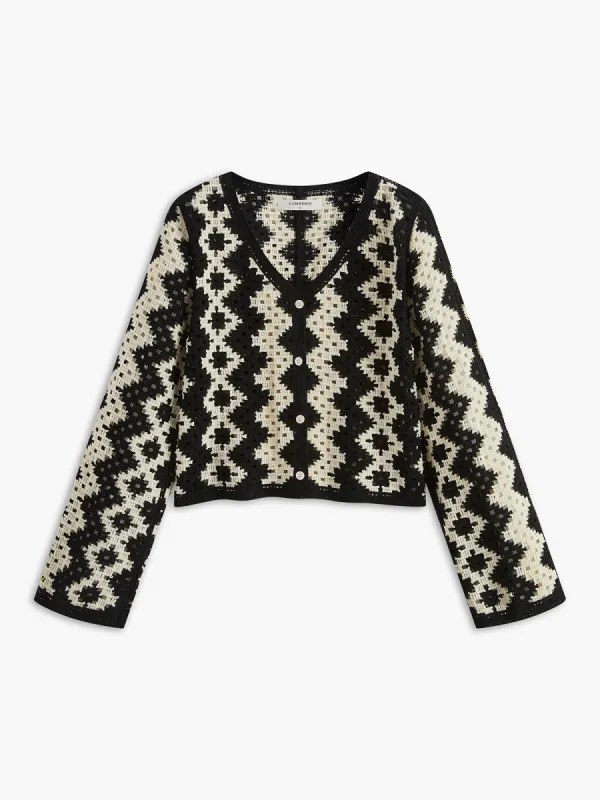 V-Neck Chevron Breasted Cardigan sold by COMMENSE