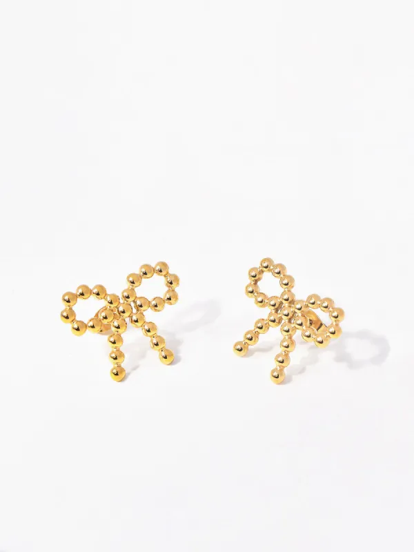 Beaded Bow Earrings sold by COMMENSE