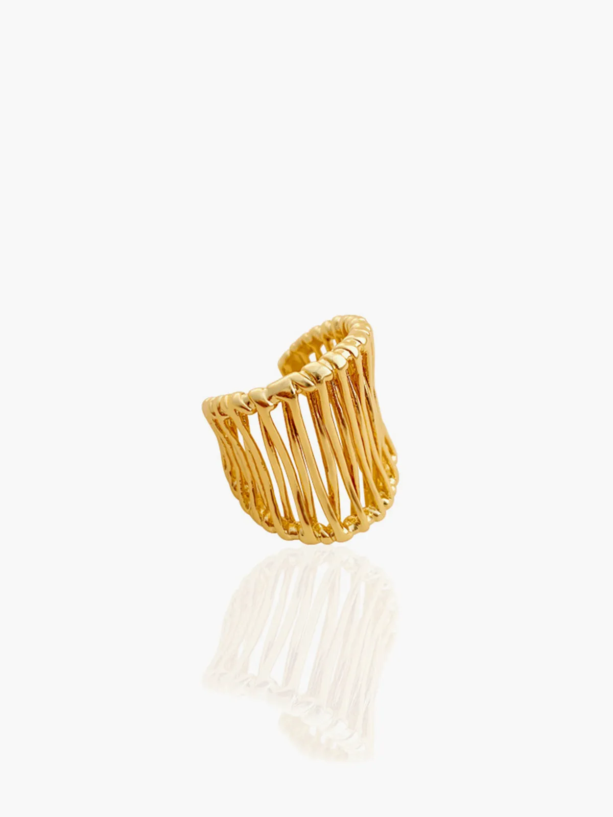 C-Shape Golden Fence Open Ring sold by COMMENSE